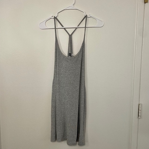 Grey Ribbed Racerback Tank Dress - Picture 3 of 15